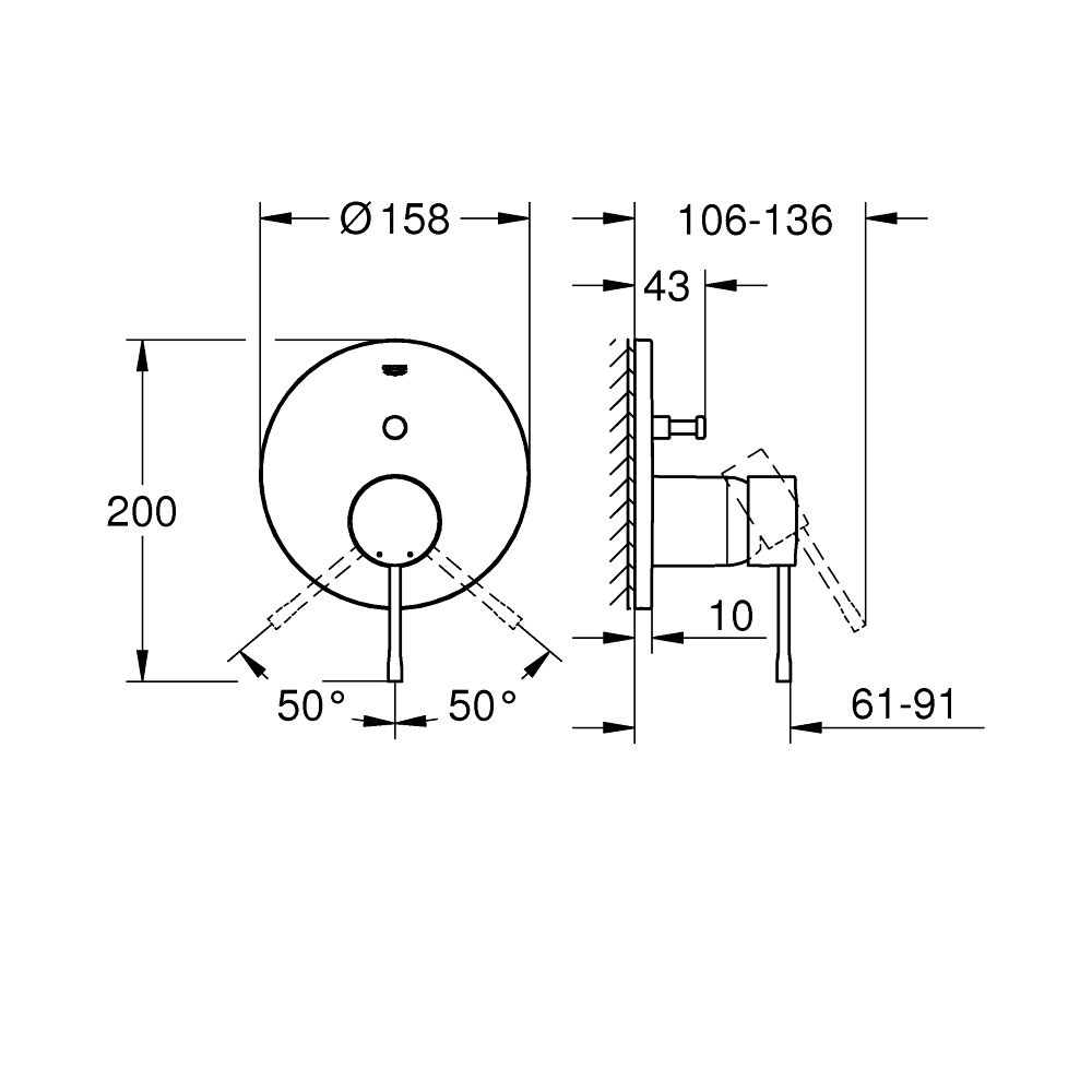 Baterie cada-dus incastrata Grohe Essence pentru corp ingropat auriu periat Cool Sunrise [4]