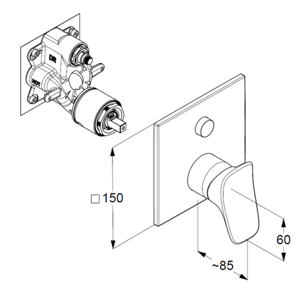 Baterie cada-dus incastrata Kludi Amba pentru corp ingropat crom lucios [2]