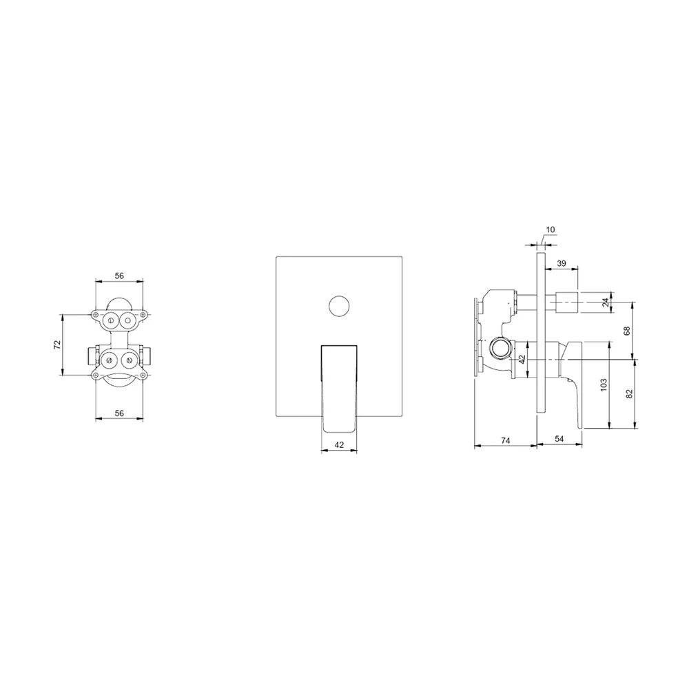 Baterie cada-dus, montaj incastrat, nichel periat, Villeroy&Boch Architectura Square [3]