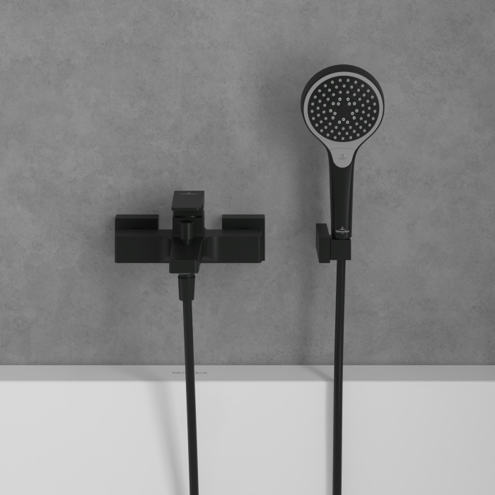 Baterie cada-dus montaj pe perete, negru mat, Villeroy&Boch Architectura Square [4]