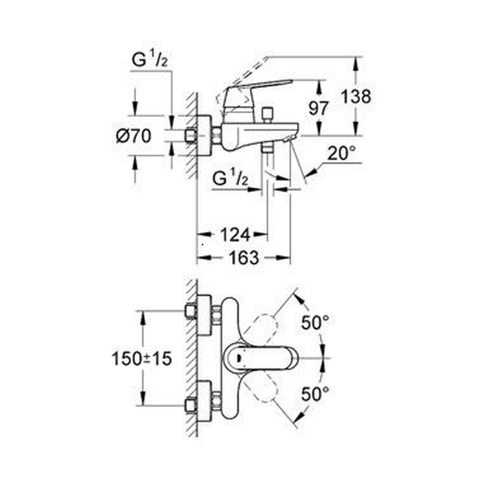 Baterie cada culoare crom Grohe Eurosmart Cosmopolitan [2]