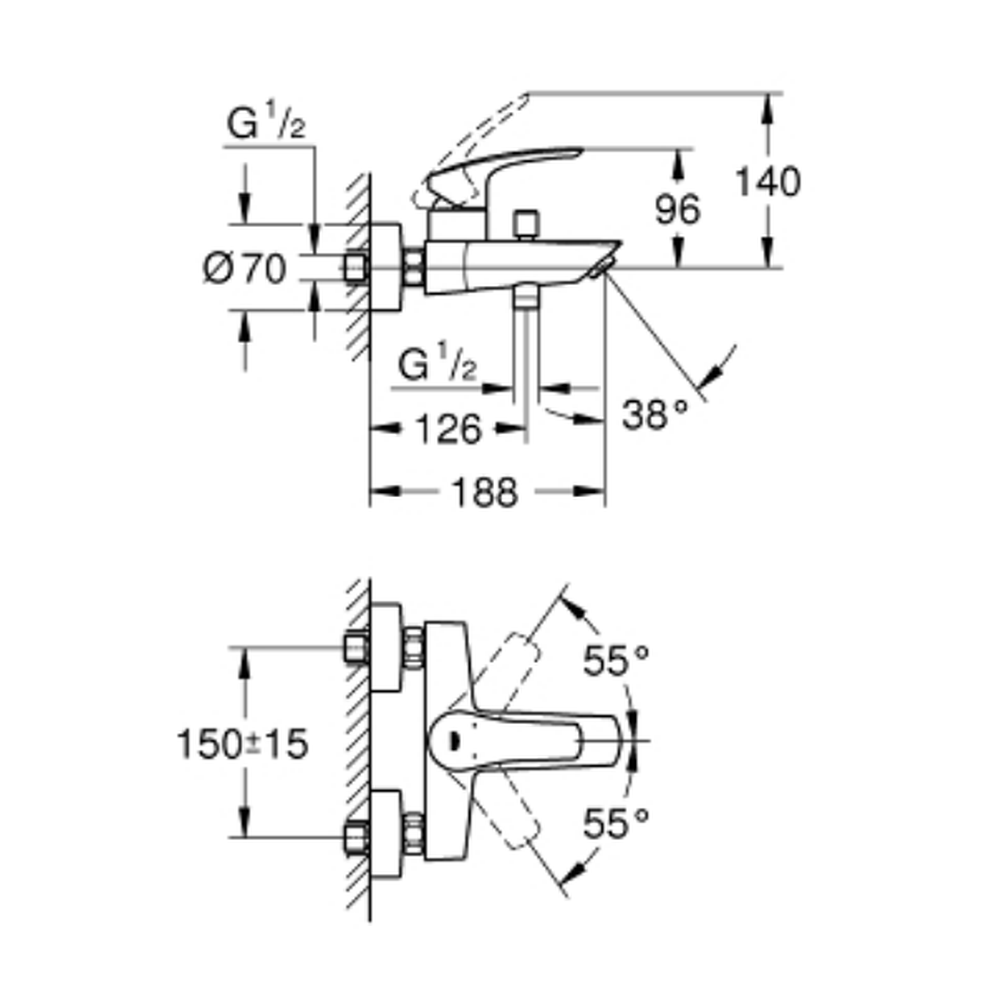 Baterie cada crom Grohe Eurosmart New [4]
