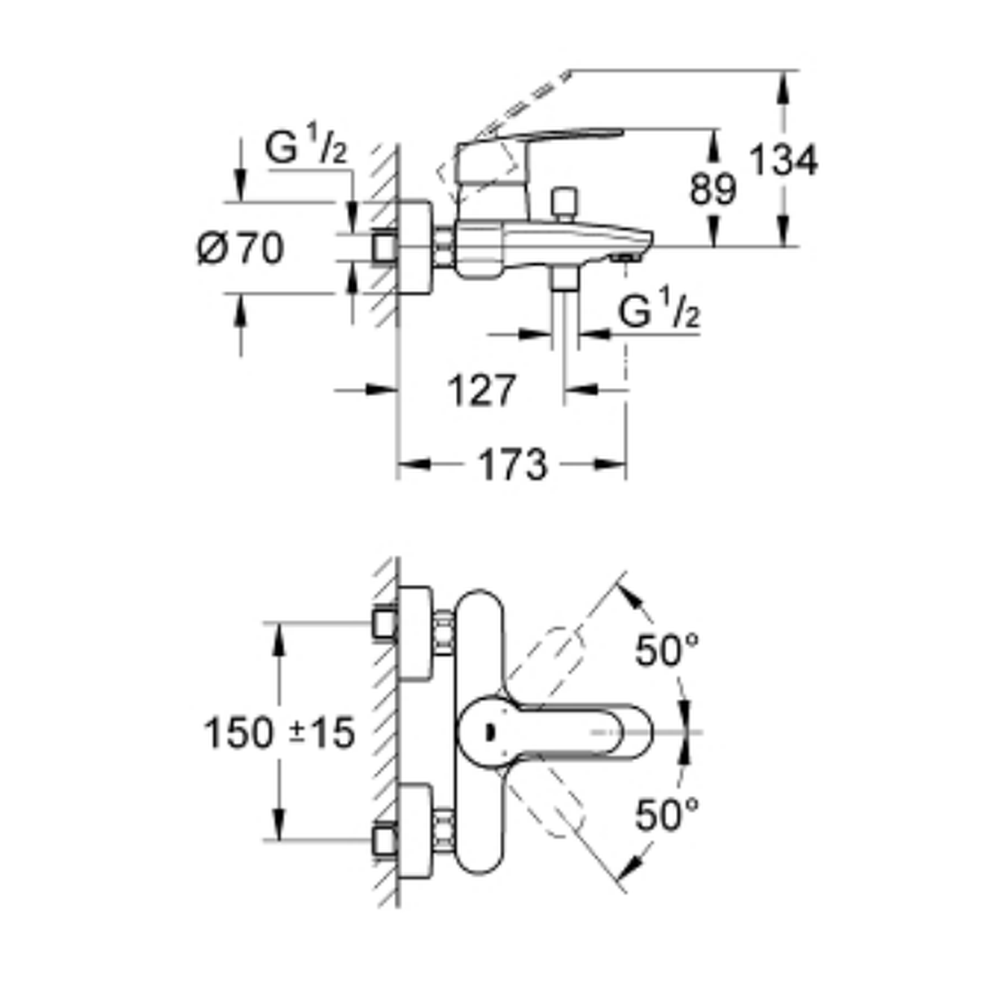 Baterie cada culoare crom Grohe Eurostyle Cosmopolitan [2]