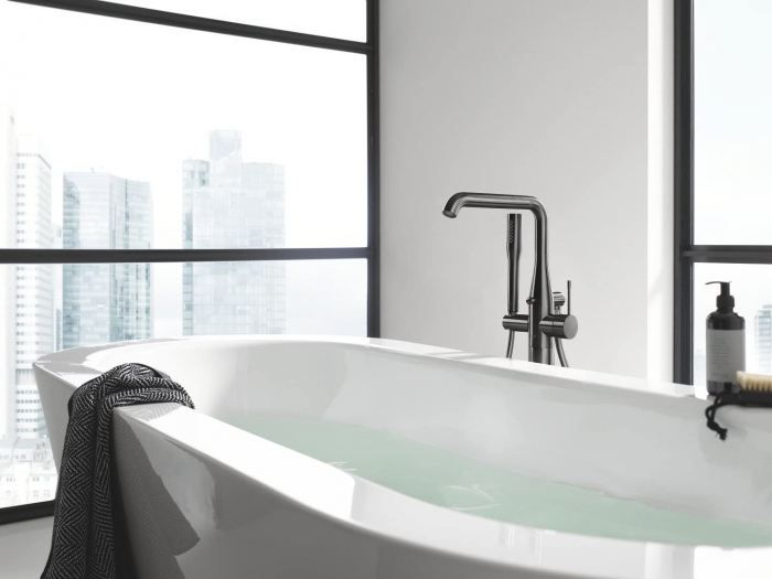 Baterie cada freestanding antracit periat, pipa pivotanta, Grohe Essence [2]