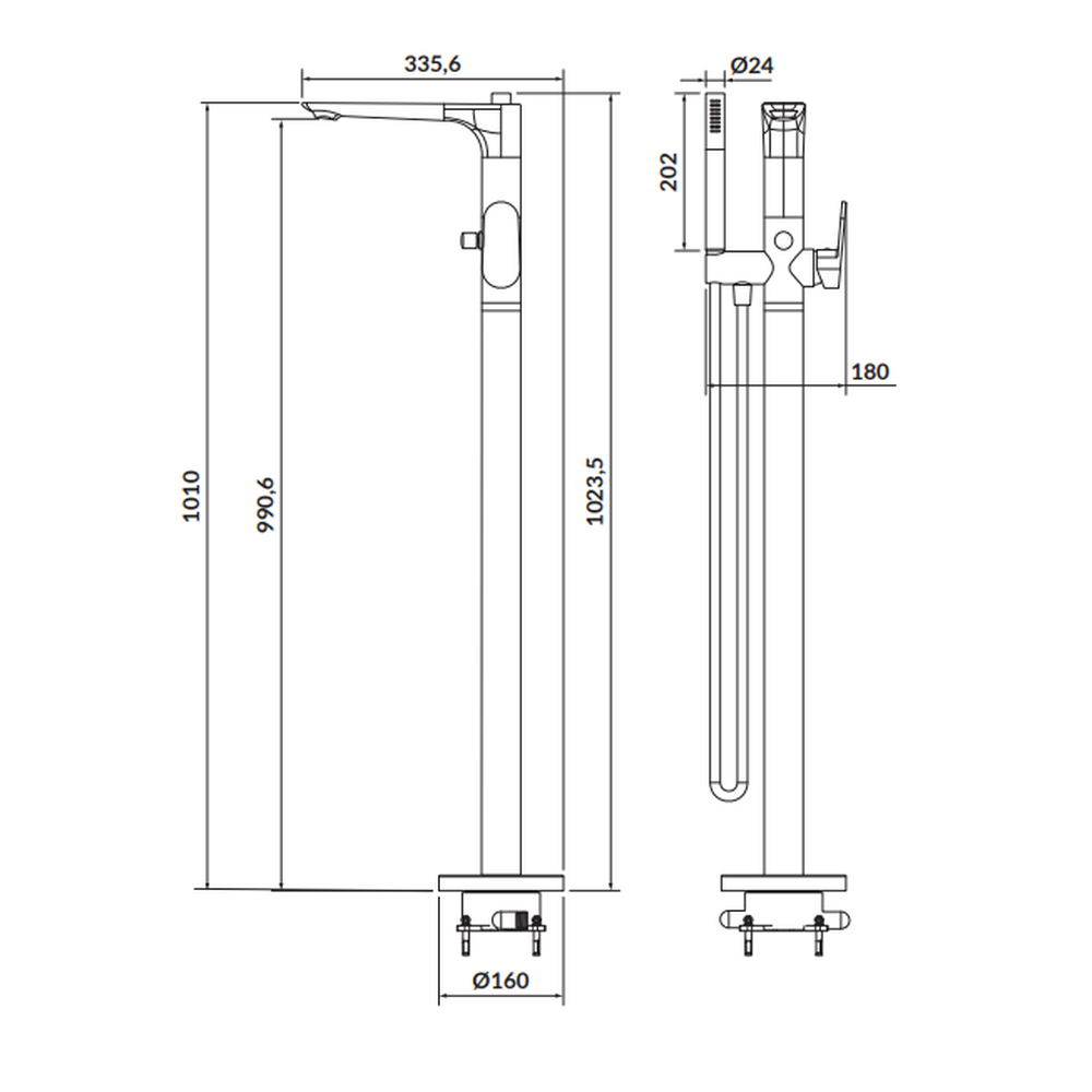 Baterie cada freestanding Cersanit Crea, crom lucios [2]