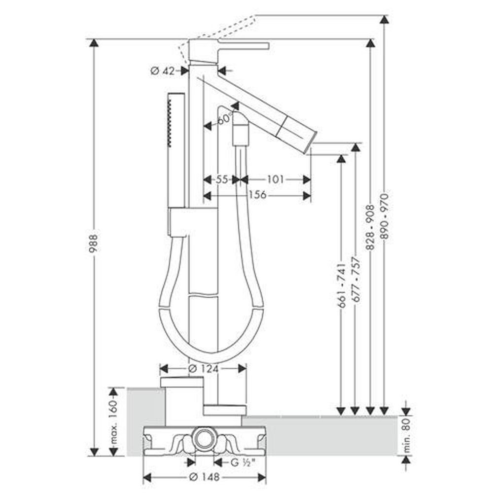 Baterie cada freestanding crom lucios Hansgrohe Axor Starck [4]
