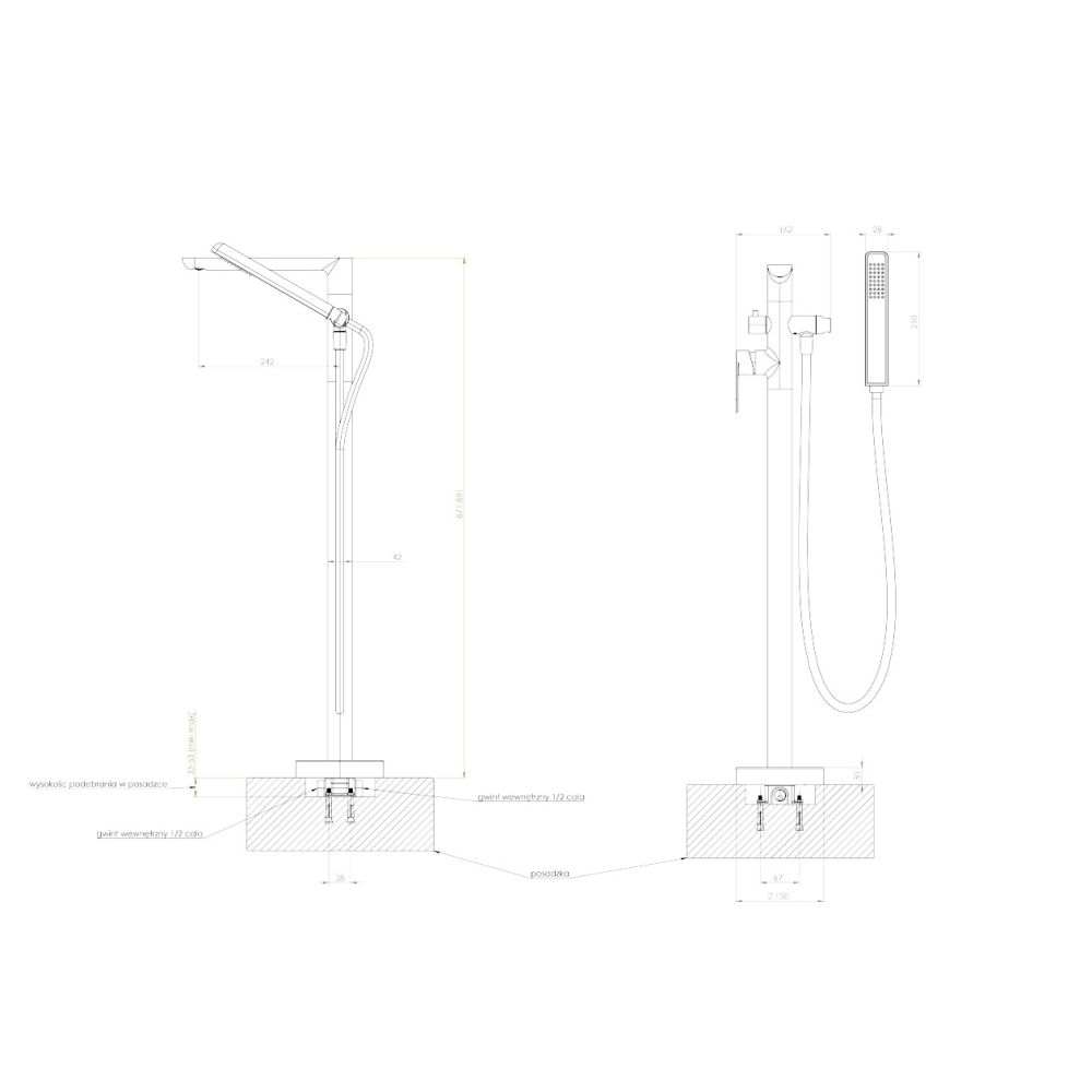 Baterie cada freestanding culoare negru mat Deante Alpinia [3]