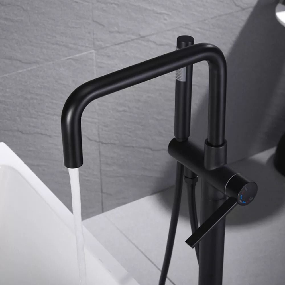 Baterie cada freestanding negru mat, pipa pivotanta 360 de grade Foglia Gobi [4]
