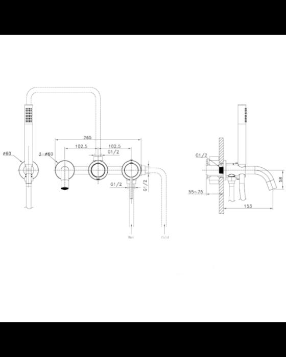 Baterie cada incastrata termostatata, negru mat, 4 iesiri, pipa fixa 15,3 cm, LaVita Verdi [2]