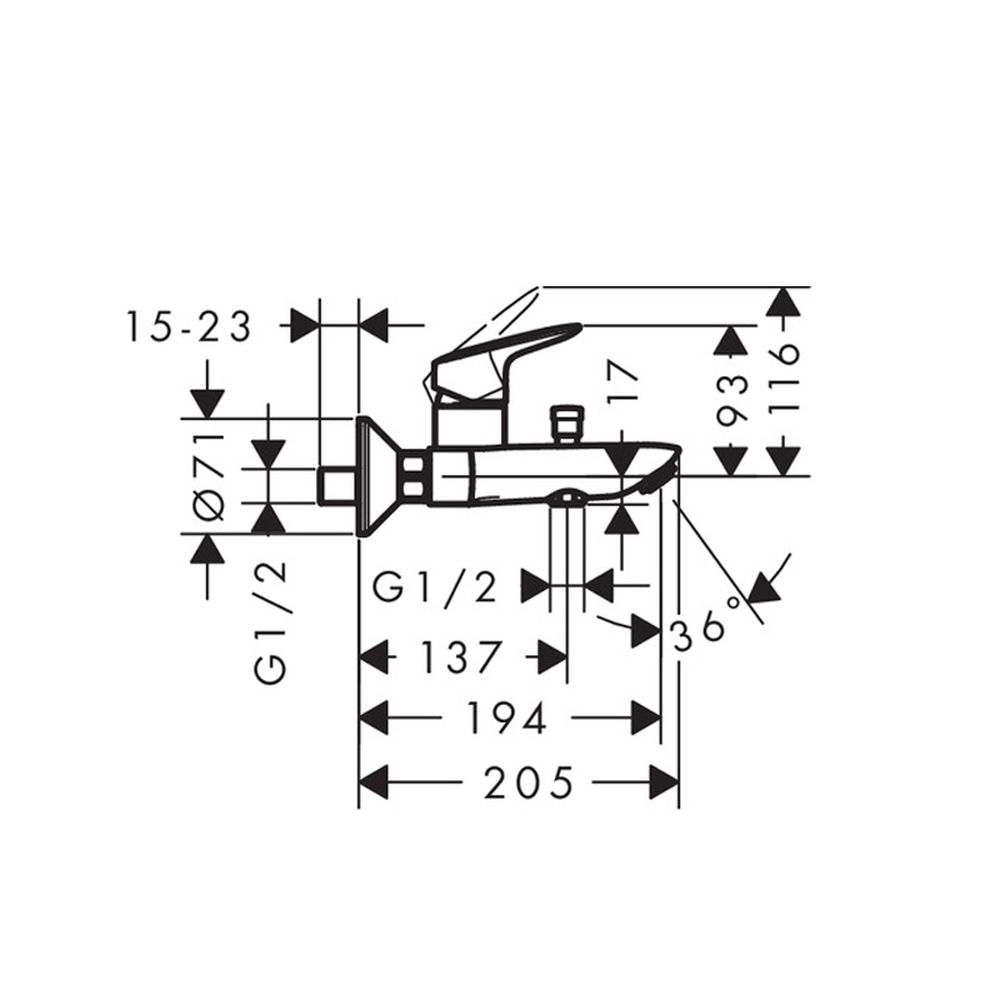 Baterie cada sau dus culoare crom Hansgrohe, Logis [5]