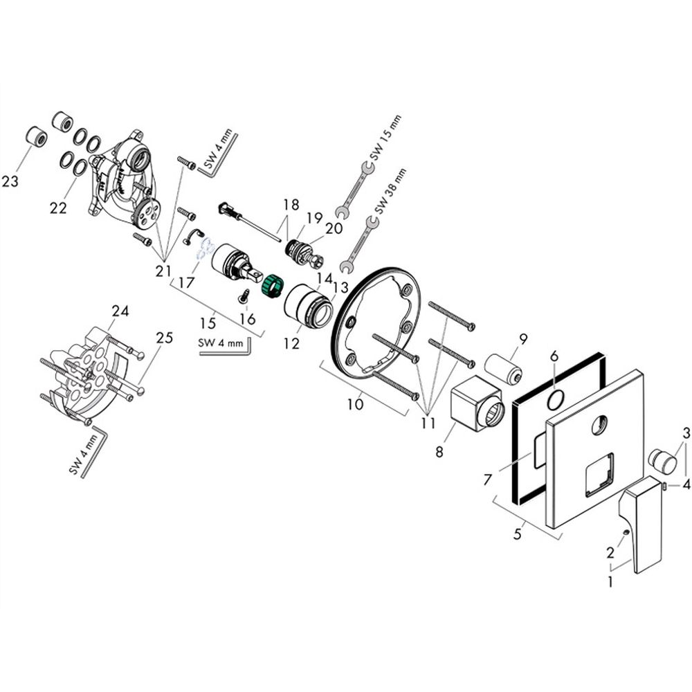 Baterie cada sau dus Hansgrohe Metropol incastrata pentru corp ingropat, negru mat [4]