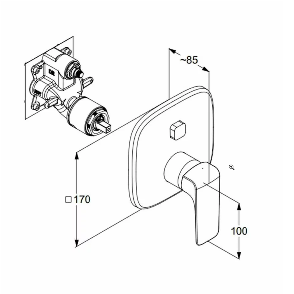 Baterie cada sau dus Kludi Ameo incastrata pentru corp ingropat, crom 416590575 [2]