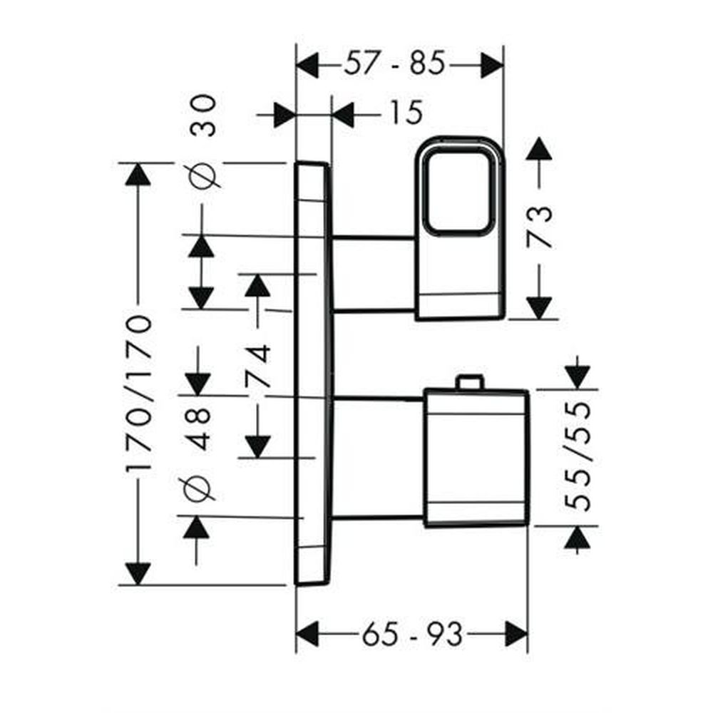 Baterie cada sau dus incastrata termostatata culoare crom Hansgrohe Axor Urquiola [2]