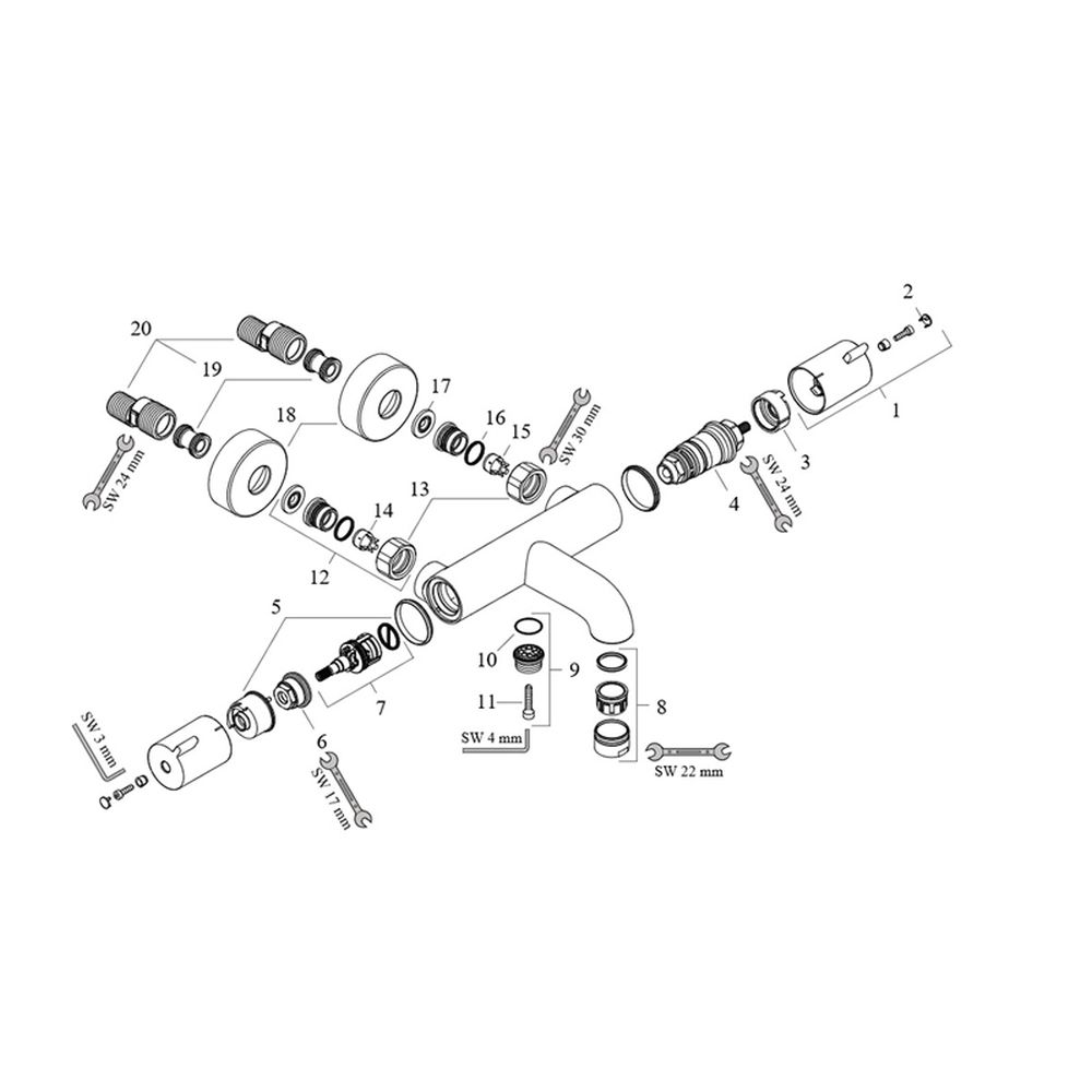 Baterie cada sau dus termostata crom Hansgrohe, Ecostat 1001 [7]