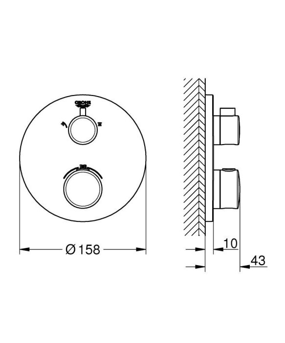 Baterie cada sau dus termostatata Grohe Grohtherm Round cu montaj incastrat [2]