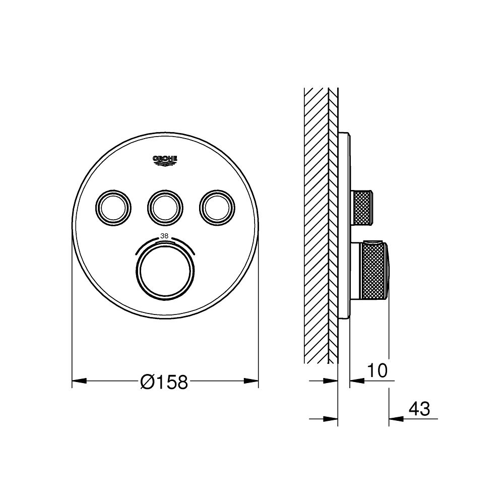 Baterie cada sau dus termostatata Grohe SmartControl negru mat [5]