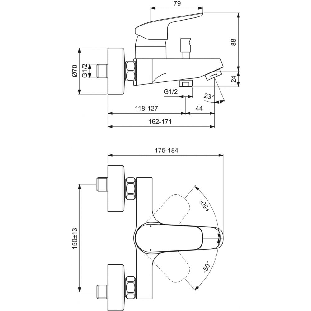 Baterie cada sau dus Ideal Standard Ceraraflex crom lucios [5]