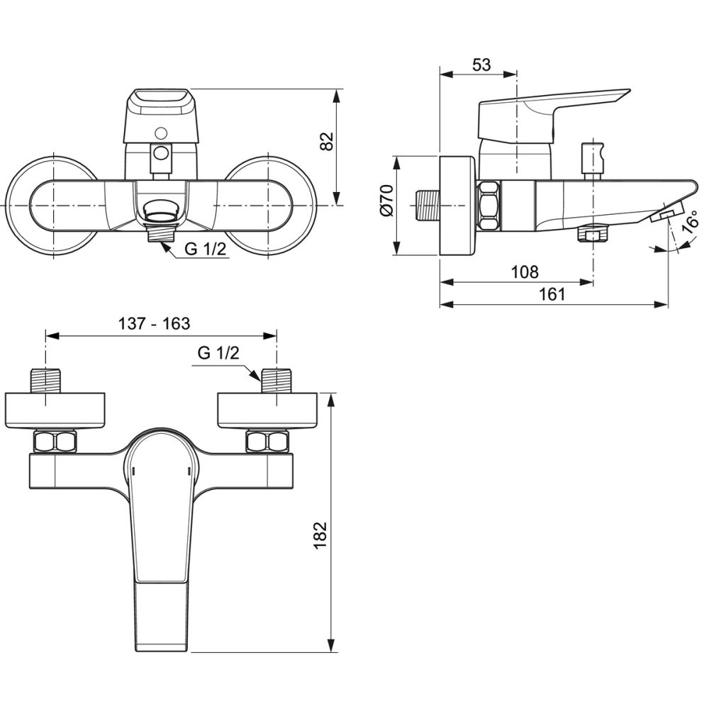 Baterie cada sau dus Ideal Standard Tesi crom lucios [4]