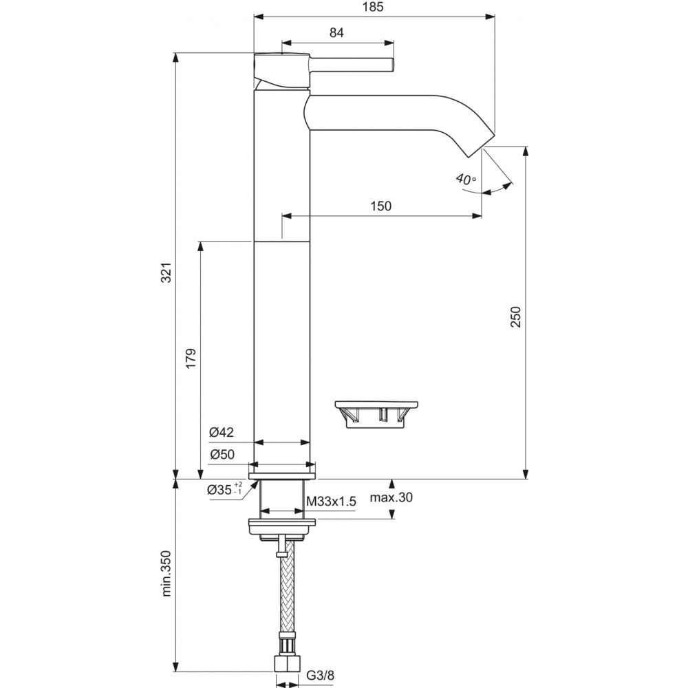 Baterie lavoar inalta Ideal Standard Ceraline negru mat [5]