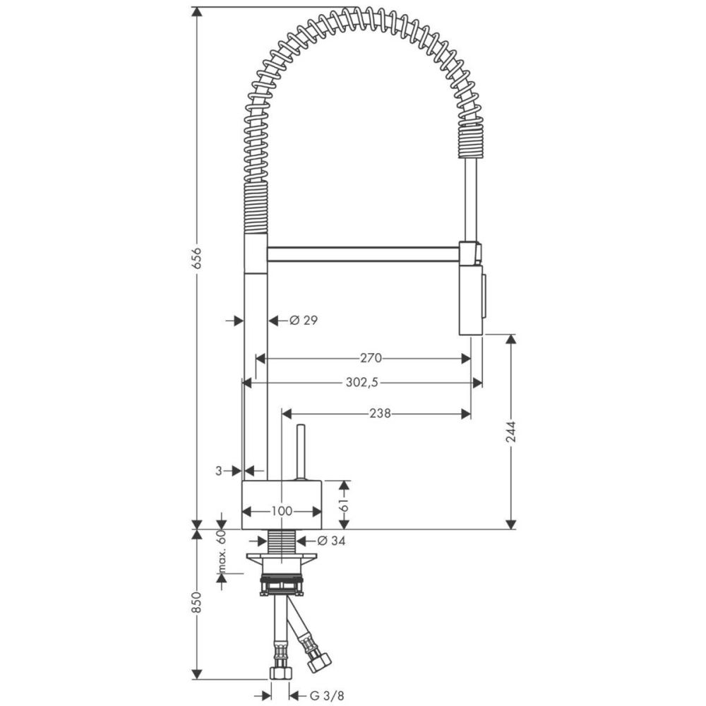 Baterie chiuveta bucatarie crom cu pipa flexibila Hansgrohe Axor Starck [2]