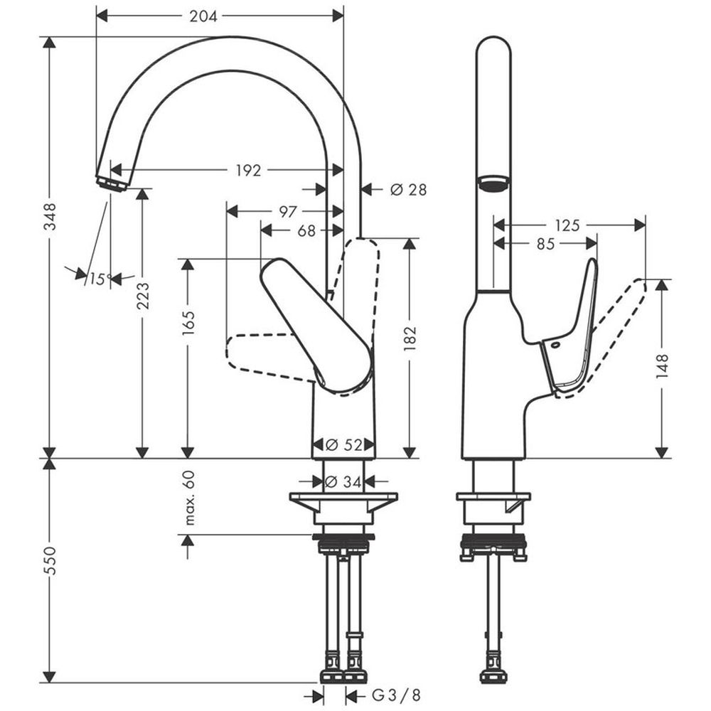 Baterie chiuveta bucatarie crom Hansgrohe, Focus, M42 220 [2]