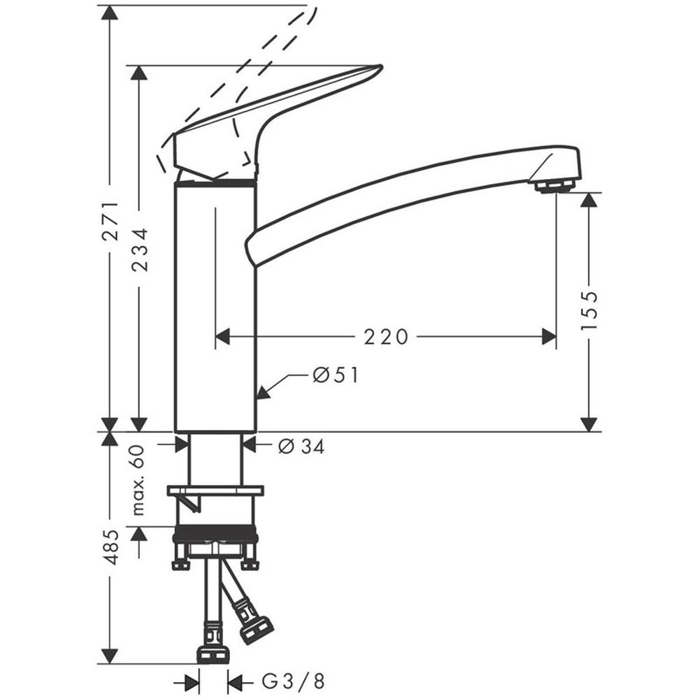 Baterie chiuveta bucatarie crom Hansgrohe, Logis M31 160 [2]