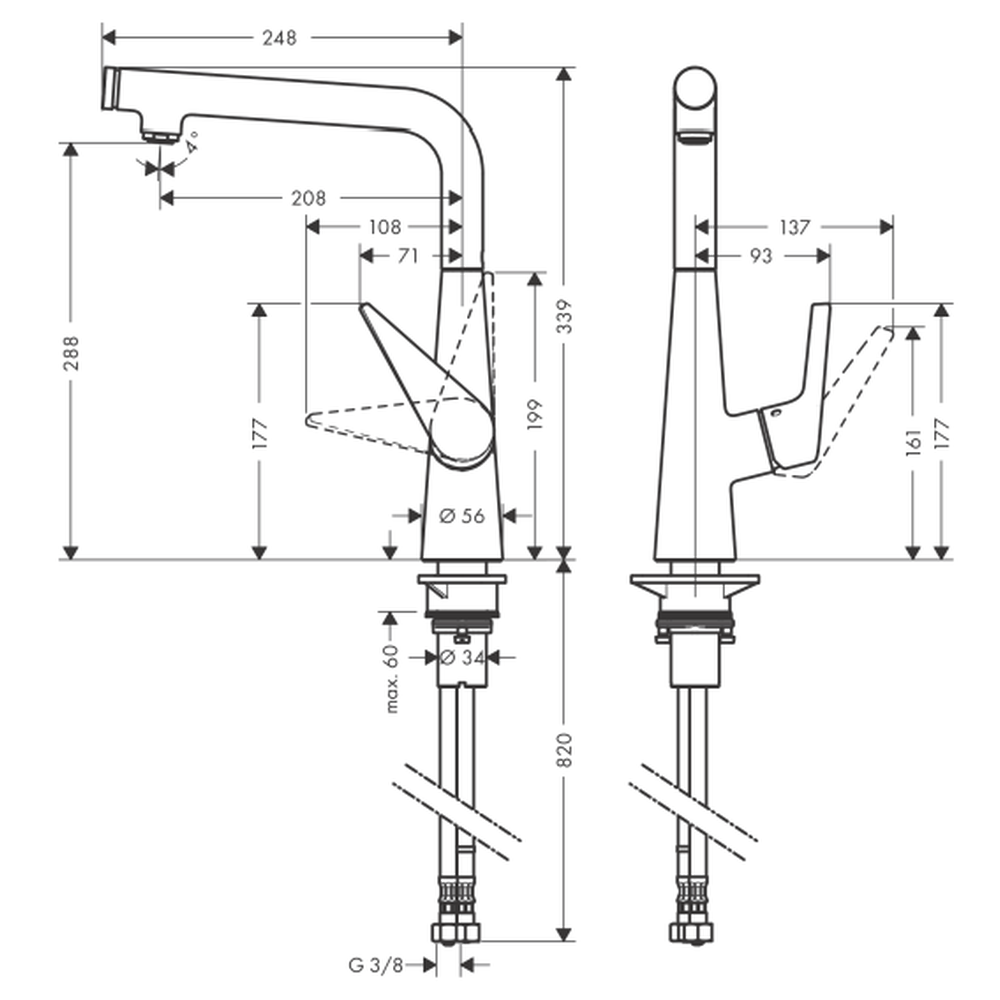 Baterie chiuveta bucatarie crom, monocomanda Hansgrohe Talis Select M51 72820000 [4]