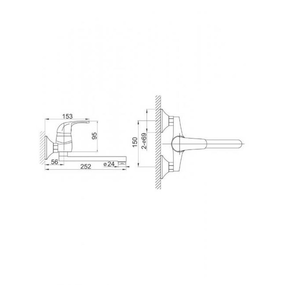 Baterie chiuveta bucatarie crom lucios, pipa 252 mm, Ferro Vasto [2]