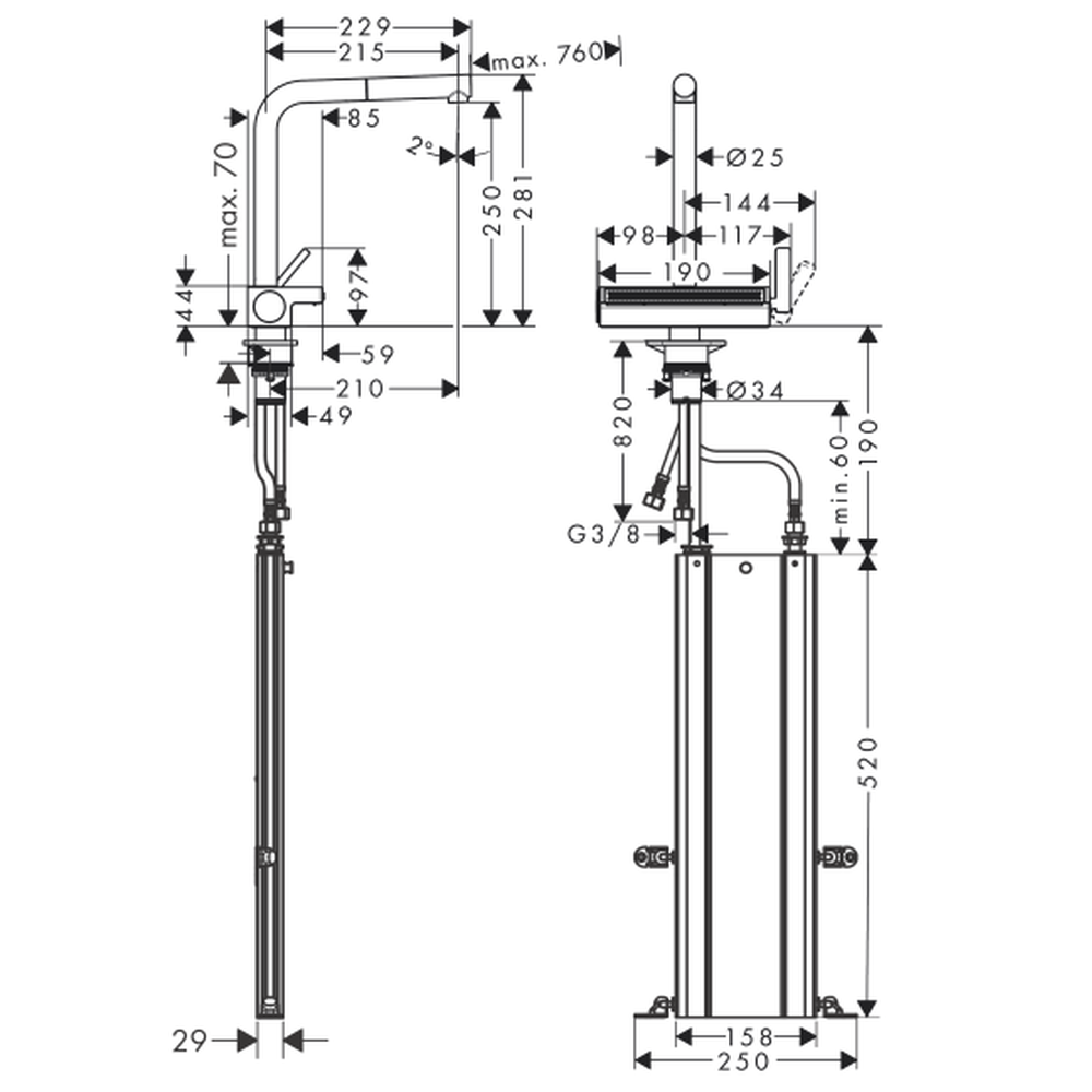 Baterie chiuveta bucatarie cu dus extractibil crom Hansgrohe Aquno Select M81 73830000 [4]