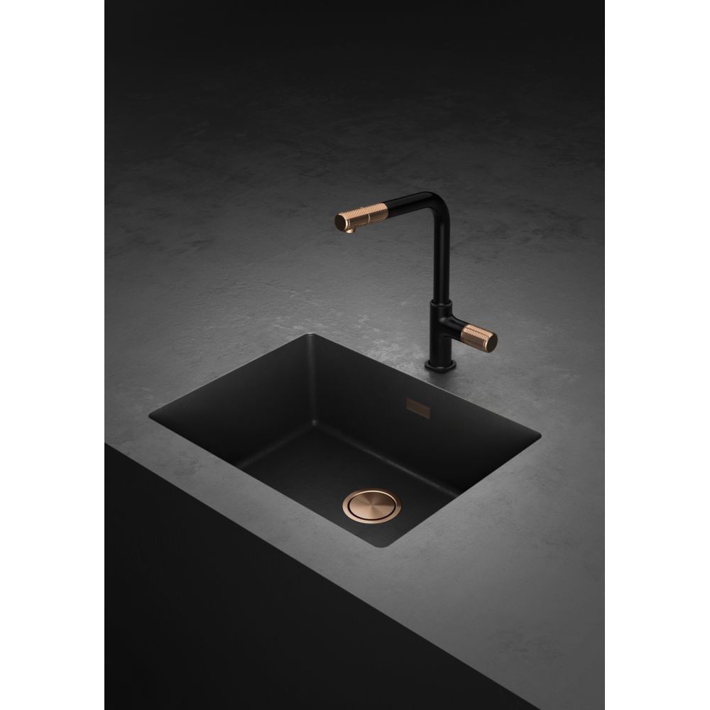 Baterie chiuveta bucatarie cu dus extractibil FDesign Ardesia, negru mat/rose gold lucios [7]