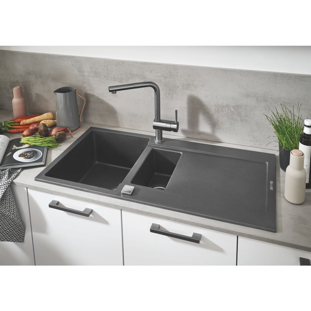 Baterie chiuveta bucatarie cu dus extractibil Grohe Minta antracit periat Hard Graphite [3]
