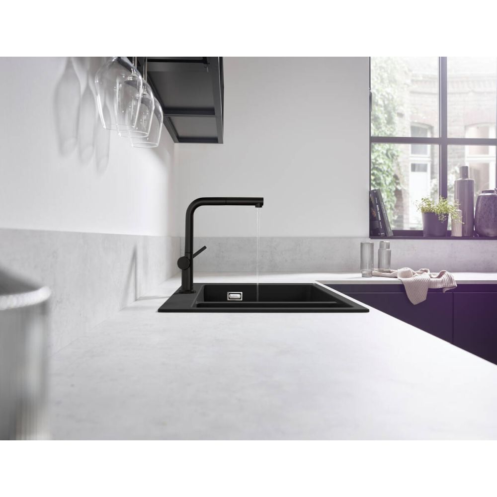 Baterie chiuveta bucatarie negru mat cu dus extractibil Hansgrohe Talis M54 72808670 [2]