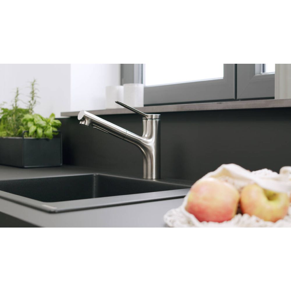 Baterie chiuveta bucatarie cu dus extractibil crom lucios, monocomanda Hansgrohe Zesis M33 74803000 [4]