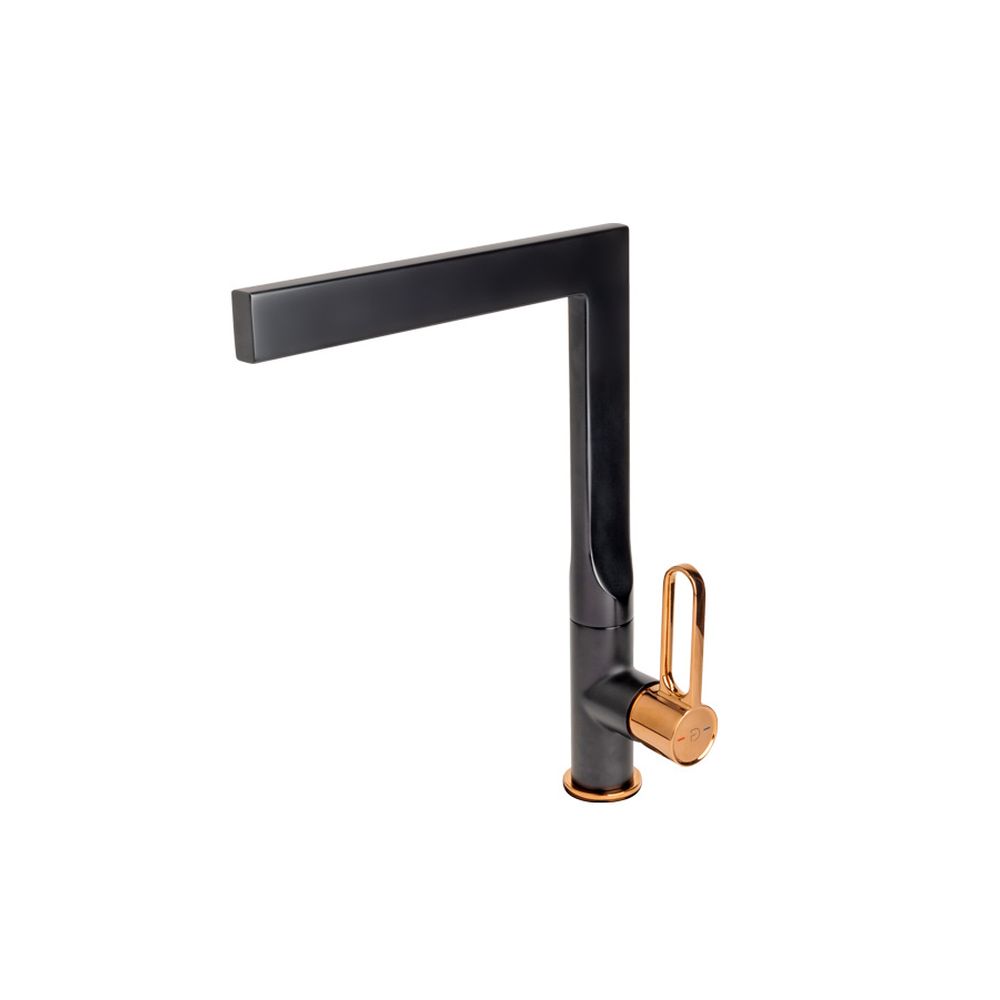 Baterie chiuveta bucatarie FDesign Zaffiro, negru mat/rose gold lucios [3]