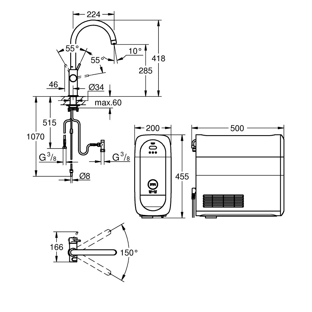 Baterie chiuveta bucatarie Grohe Blue Home crom pipa tip C si Starter Kit [3]