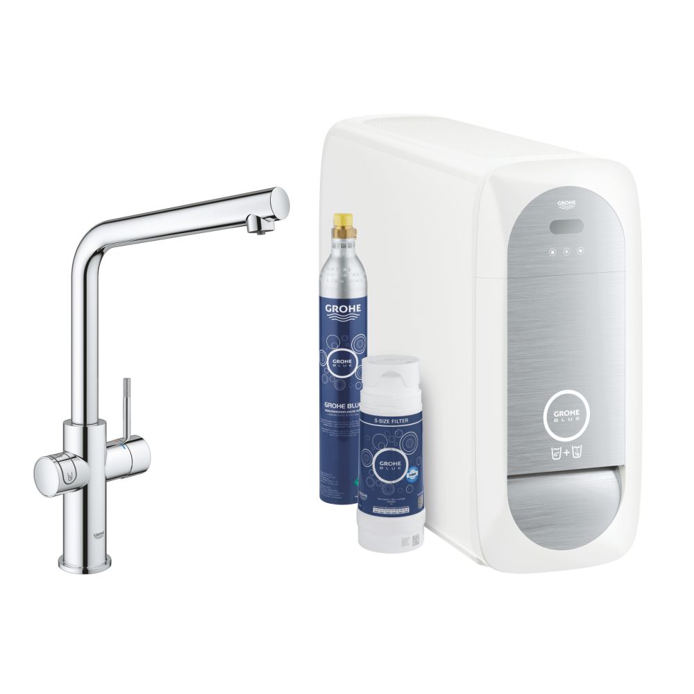 Baterie chiuveta bucatarie Grohe Blue Home cu racire si filtrare apa Starter Kit