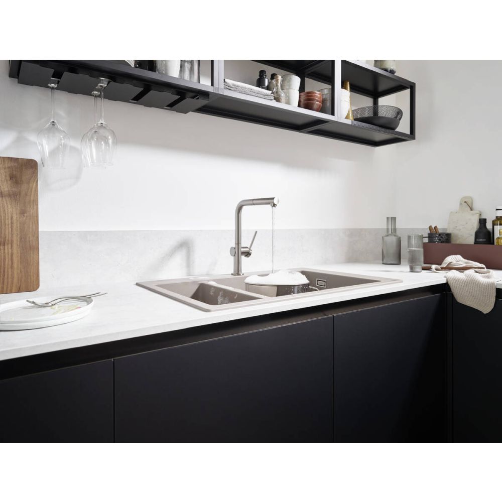 Baterie chiuveta bucatarie crom lucios cu dus extractibil Hansgrohe Talis M54 72809000 [3]