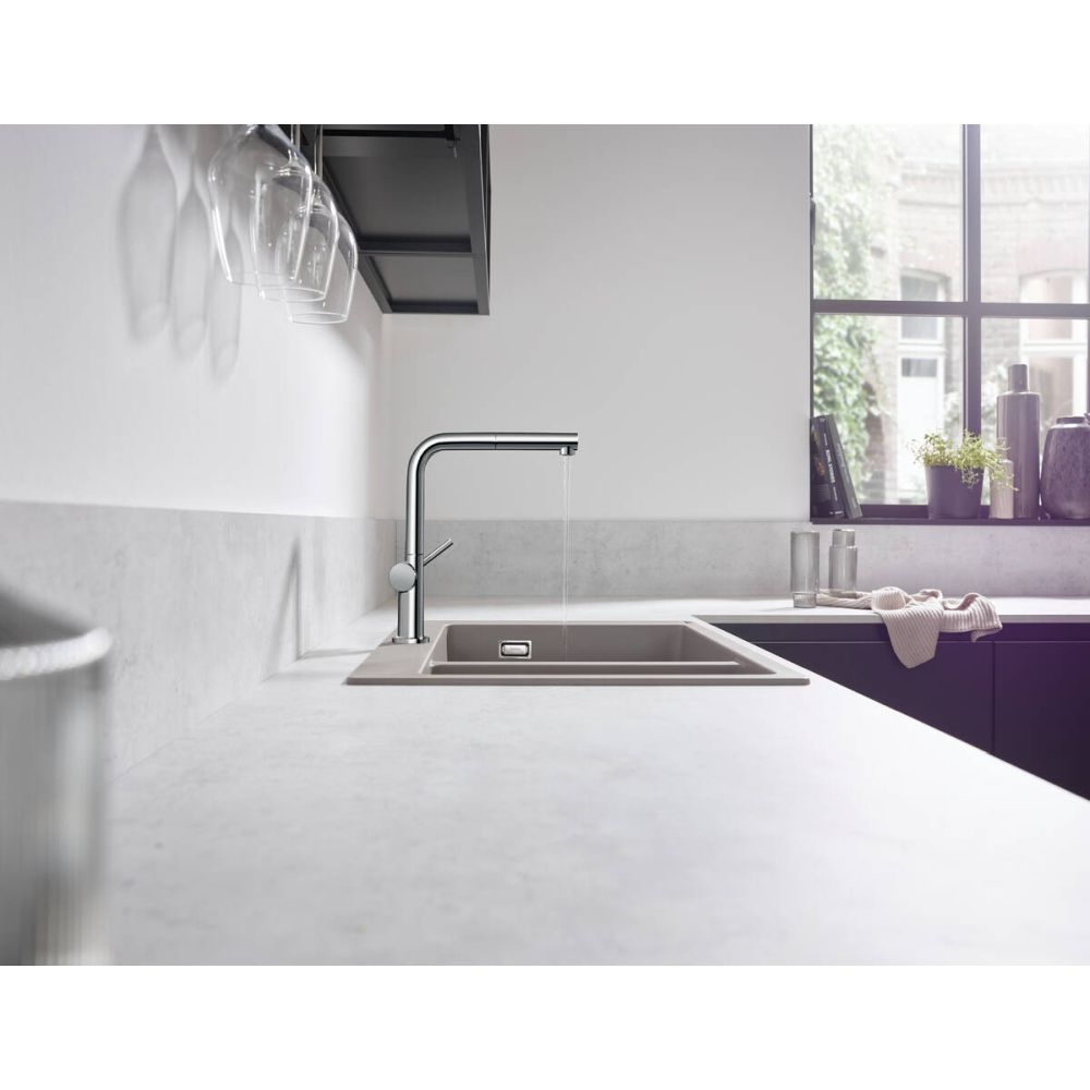 Baterie chiuveta bucatarie crom lucios cu dus extractibil Hansgrohe Talis M54 72809000 [2]