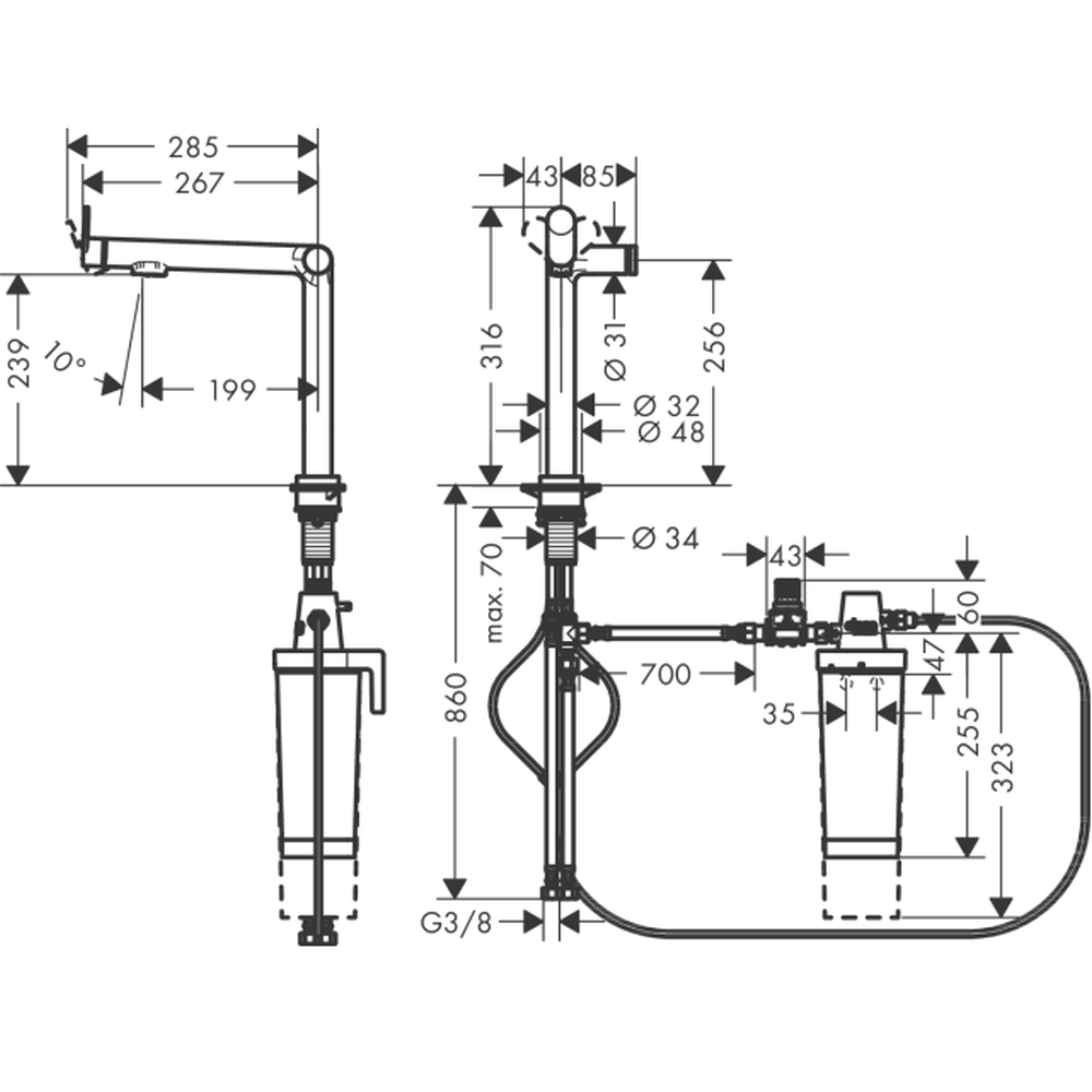 Baterie chiuveta bucatarie crom lucios cu filtru de apa Hansgrohe Aqittura M91 76802000 [2]