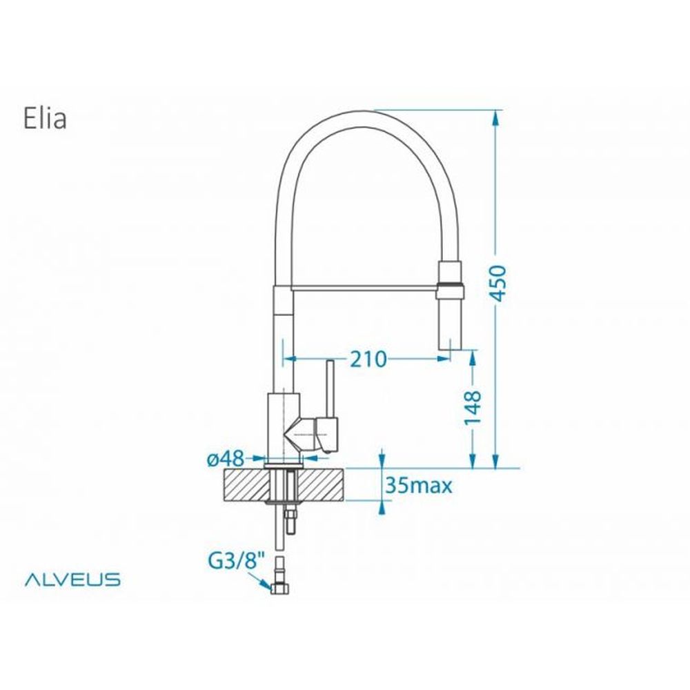 Baterie chiuveta bucatarie pipa flexibila Alveus Elia [2]