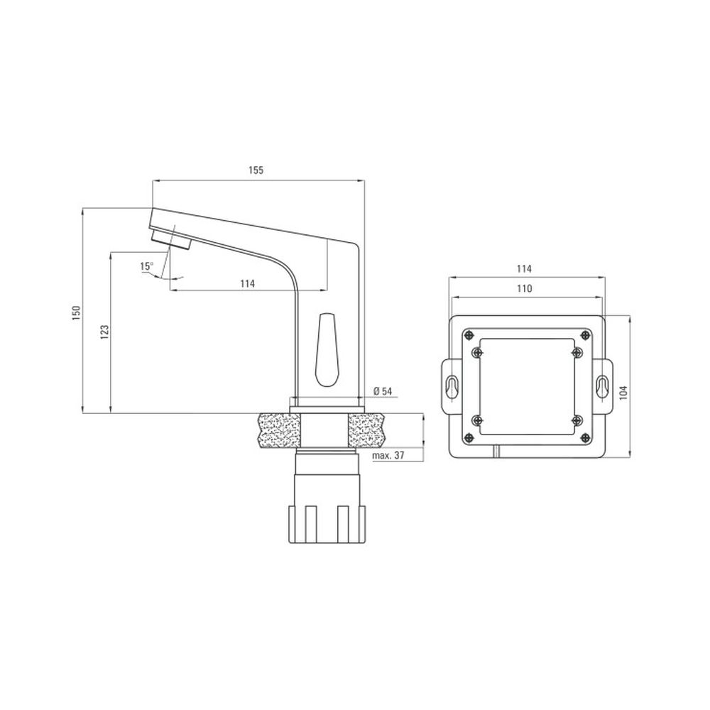 Baterie lavoar crom lucios, senzor si control temperatura, 4 AA acumulator (LR6) 1.5V, Deante Sensor [4]