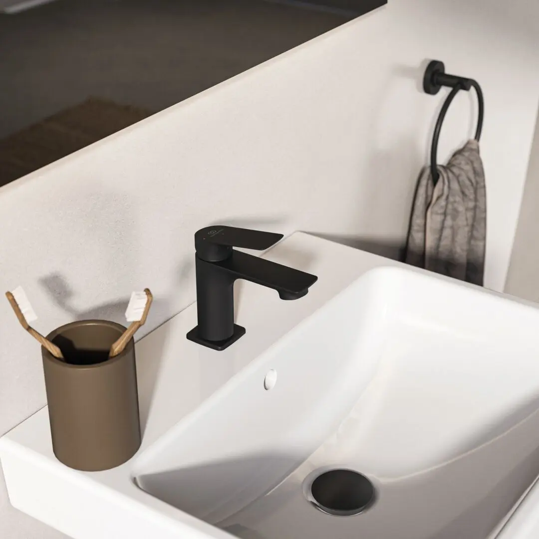 Baterie cu monatre pe lavoar, negru mat, cu ventil inclus, Ideal Standard Ceralife C [4]
