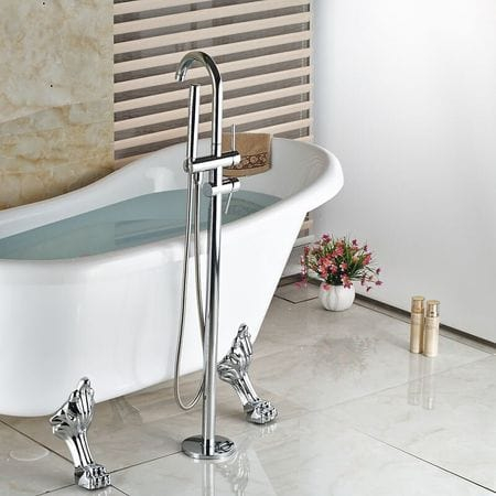 Baterie cada freestanding de podea culoare crom lucios cu cadru rotund si rotire 360 grade, Brunoti [7]