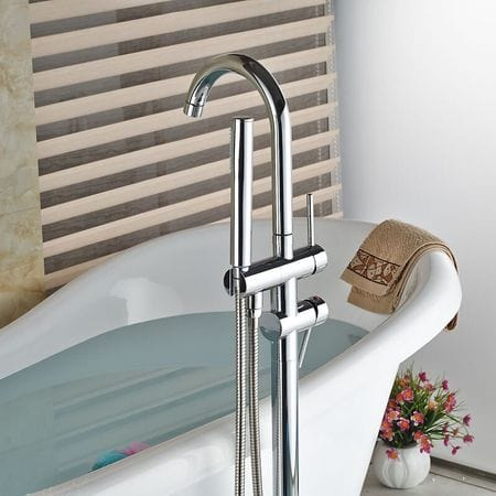 Baterie cada freestanding de podea culoare crom lucios cu cadru rotund si rotire 360 grade, Brunoti [5]