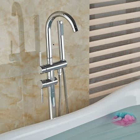 Baterie cada freestanding de podea culoare crom lucios cu cadru rotund si rotire 360 grade, Brunoti [6]