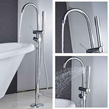 Baterie cada freestanding de podea culoare crom lucios cu cadru rotund si rotire 360 grade, Brunoti [4]