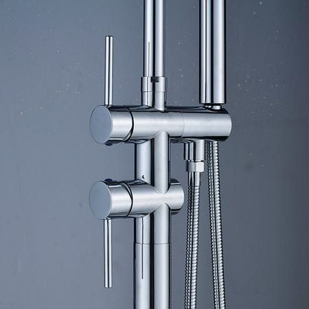 Baterie cada freestanding de podea culoare crom lucios cu cadru rotund si rotire 360 grade, Brunoti [3]