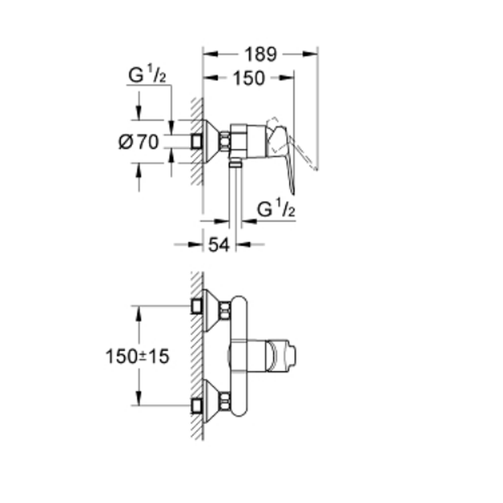 Baterie dus culoare crom Grohe BauEdge [2]