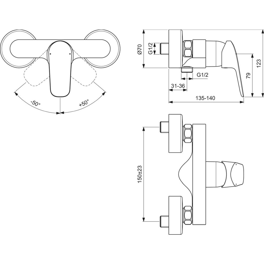 Baterie dus Ideal Standard Ceraflex crom lucios [6]