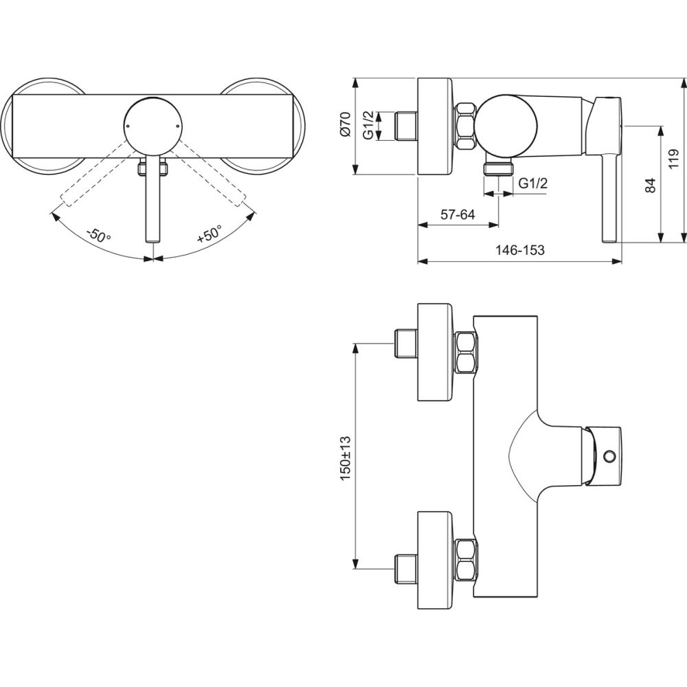 Baterie dus Ideal Standard Ceraline crom lucios [6]